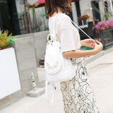 White Leather Backpack