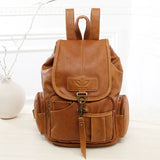 Classic Brown Leather Backpack with Large Capacity