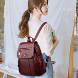 Retro Women Leather Backpack