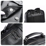 14/15.6 inch Black Leather Laptop Backpack